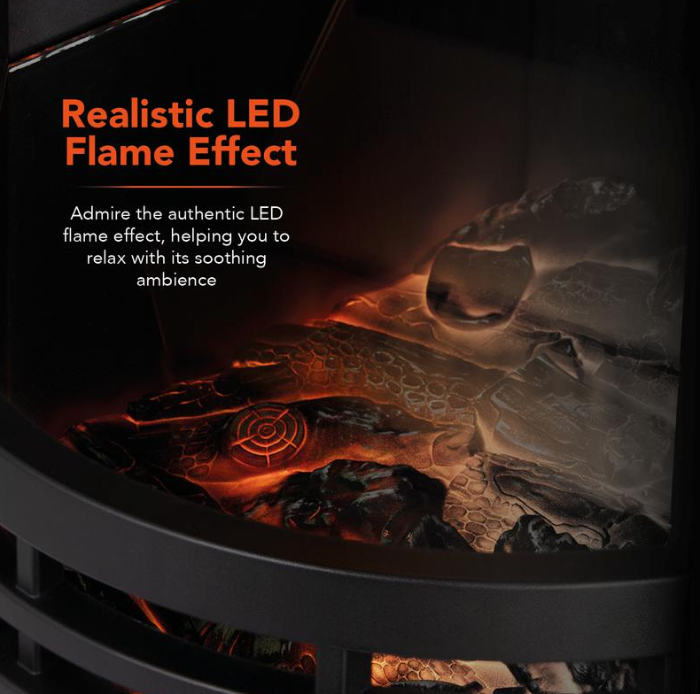 Elmswell Round Contemporary Flame Effect Stove 2KW