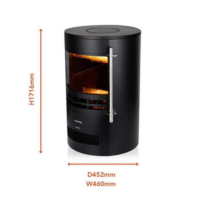 Elmswell Round Contemporary Flame Effect Stove 2KW