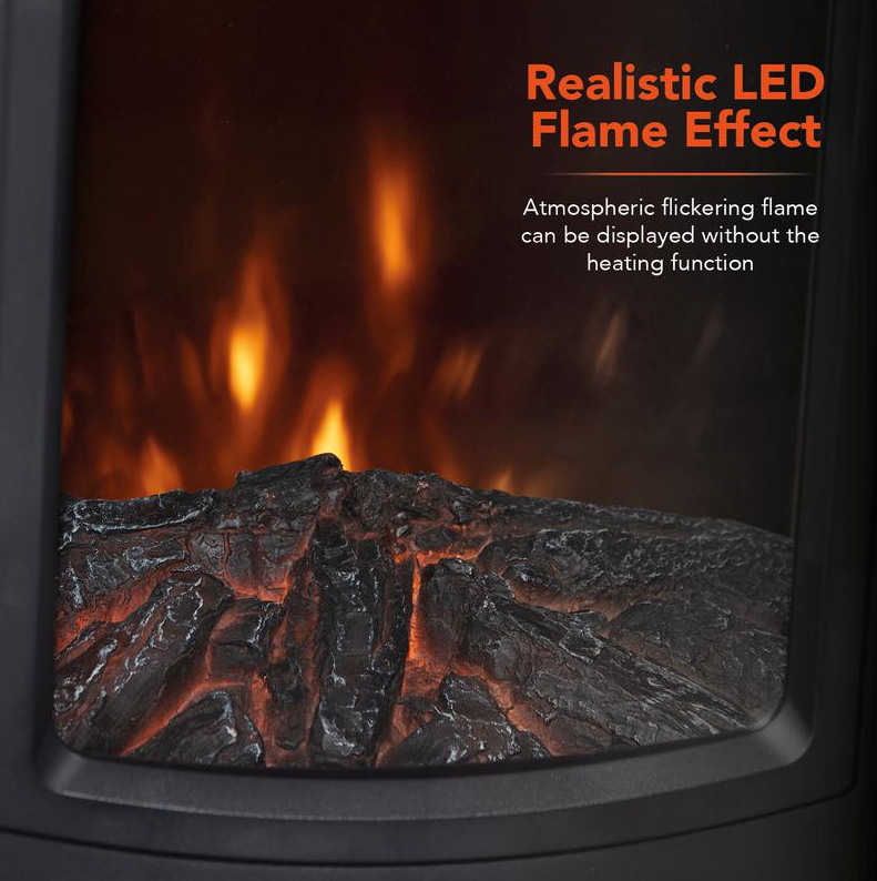 Ambleside Log Effect Stove Heater Black 2KW