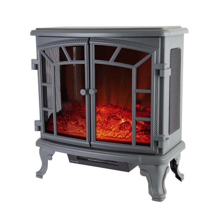 Rochester Electric Double Door Fireplace Heater Grey 2KW