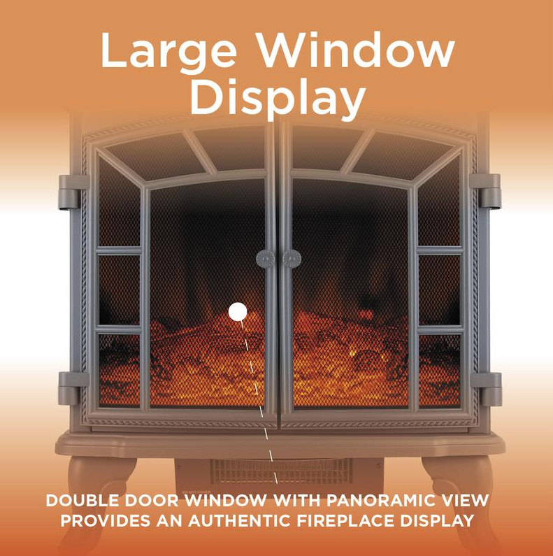 Rochester Electric Double Door Fireplace Heater Grey 2KW