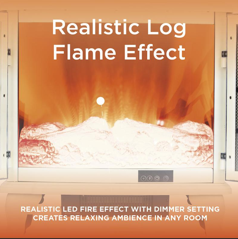 Rochester Electric Double Door Fireplace Heater Grey 2KW