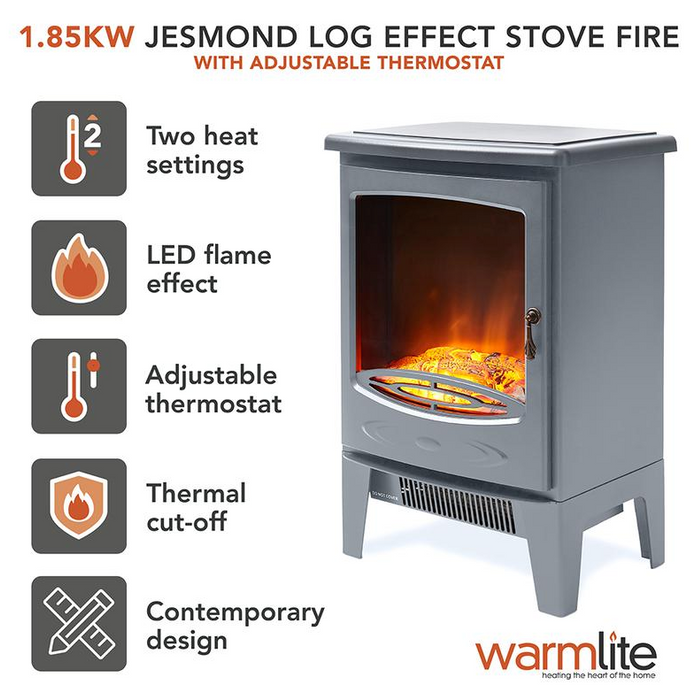 Jesmond Log Effect Fire Stove Grey 1.85KW