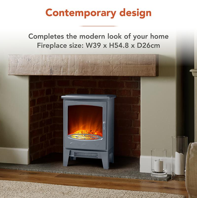 Jesmond Log Effect Fire Stove Grey 1.85KW