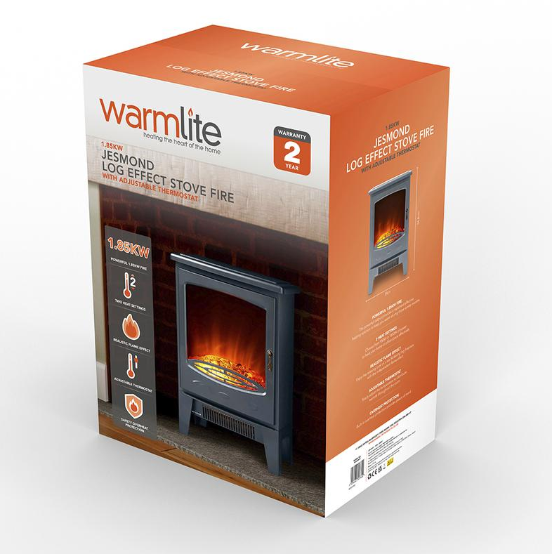Jesmond Log Effect Fire Stove Grey 1.85KW