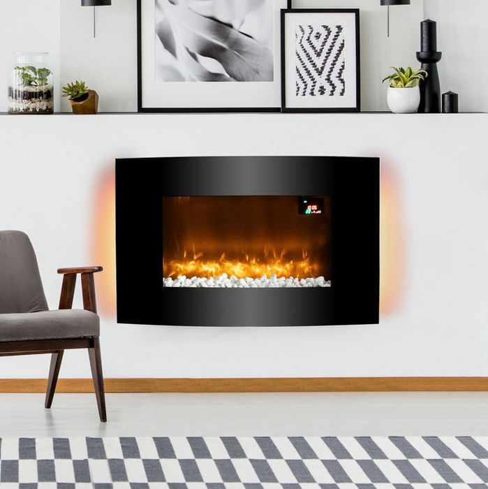 Glasgow Curved Glass Wall Mounted Fireplace