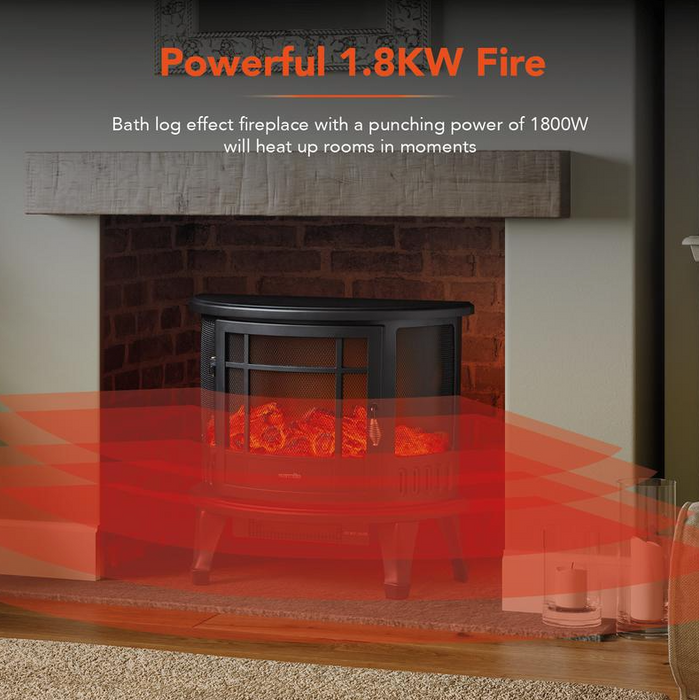 Bath Log Effect Stove Fire Black 1.8KW
