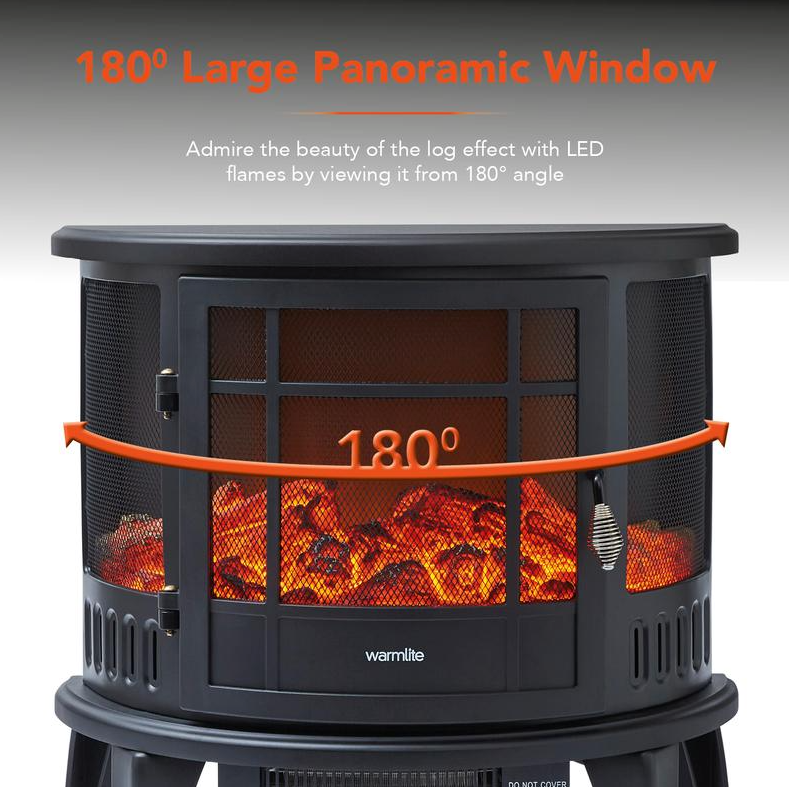 Bath Log Effect Stove Fire Black 1.8KW