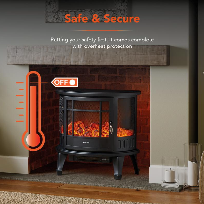 Bath Log Effect Stove Fire Black 1.8KW