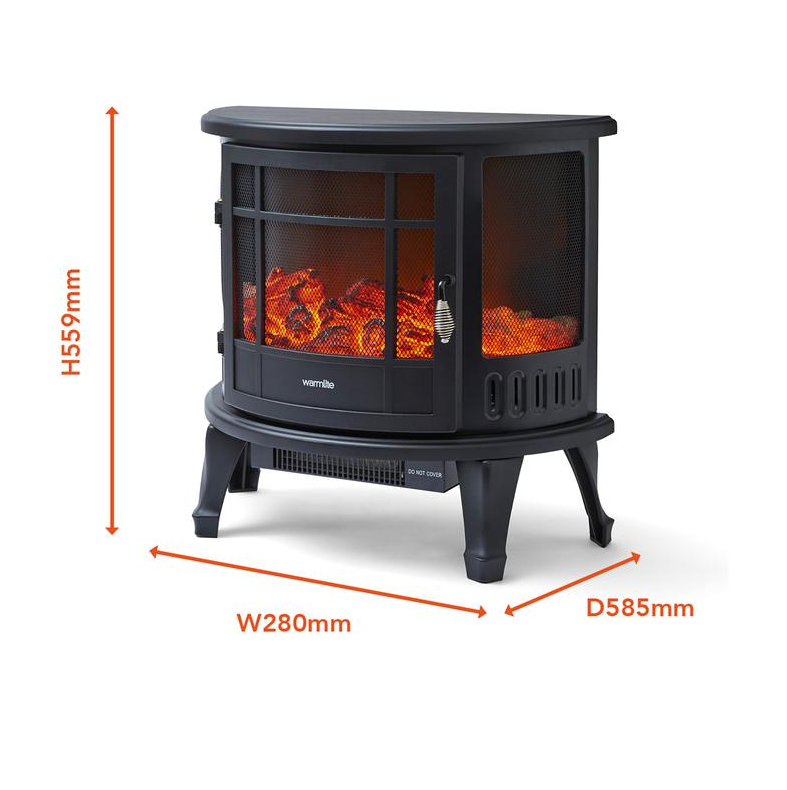 Bath Log Effect Stove Fire Black 1.8KW
