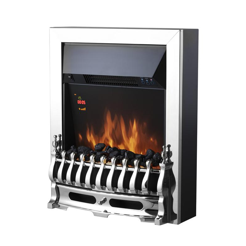 Whitby 2KW Electric Fire Inset with Remote Control Chrome