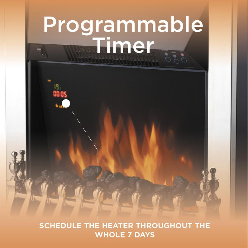 Whitby 2KW Electric Fire Inset with Remote Control Chrome