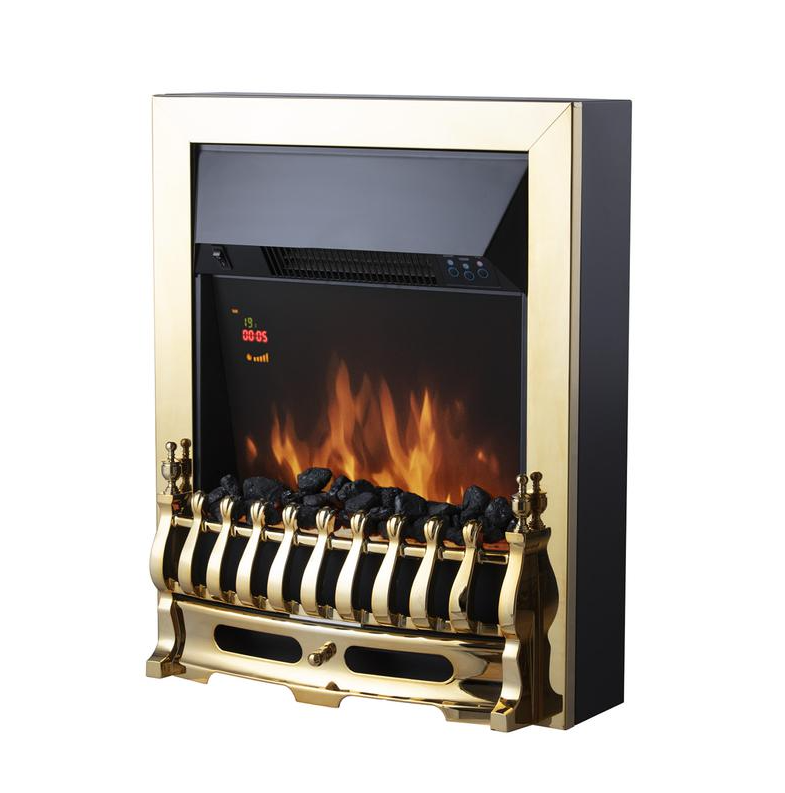 Whitby 2KW Electric Fire Inset with Remote Control Brass