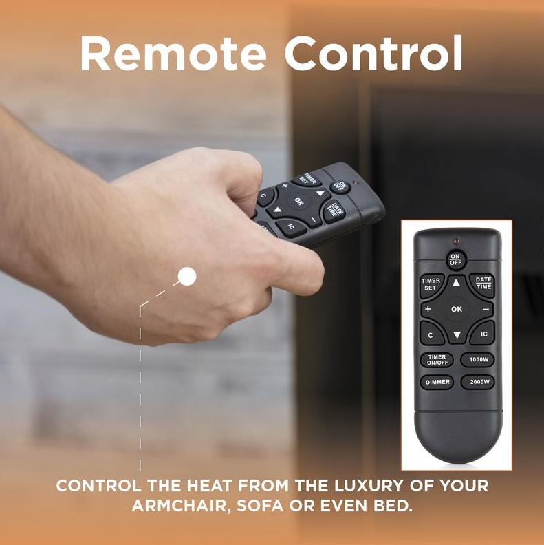 Whitby 2KW Electric Fire Inset with Remote Control Brass