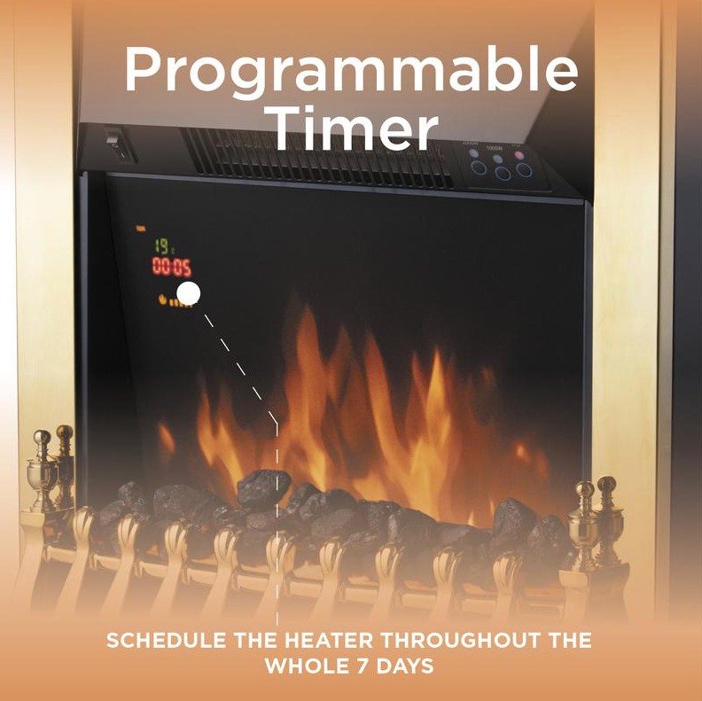 Whitby 2KW Electric Fire Inset with Remote Control Brass