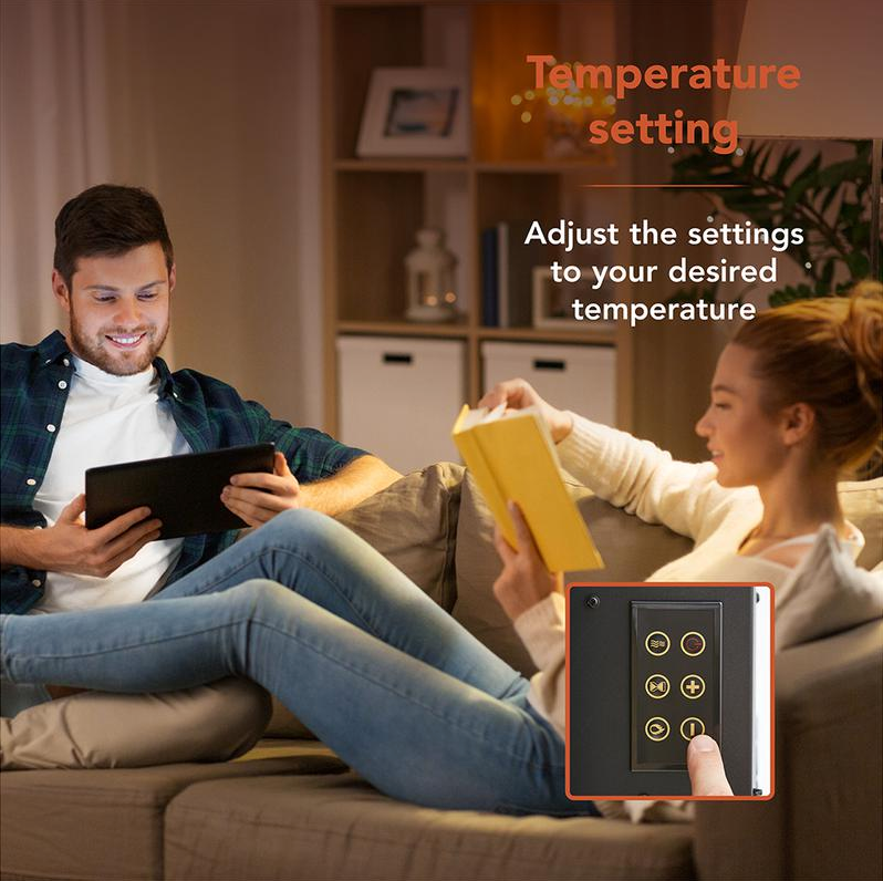 Curved Glass Wall Mounted Fireplace with Weekly Timer 22 Inch