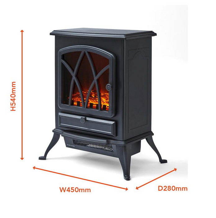 Stirling Electric Fire Stove 2KW Black