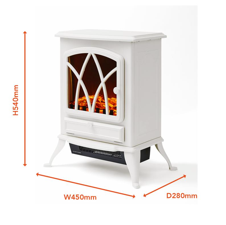 Stirling Electric Fire Stove 2KW White