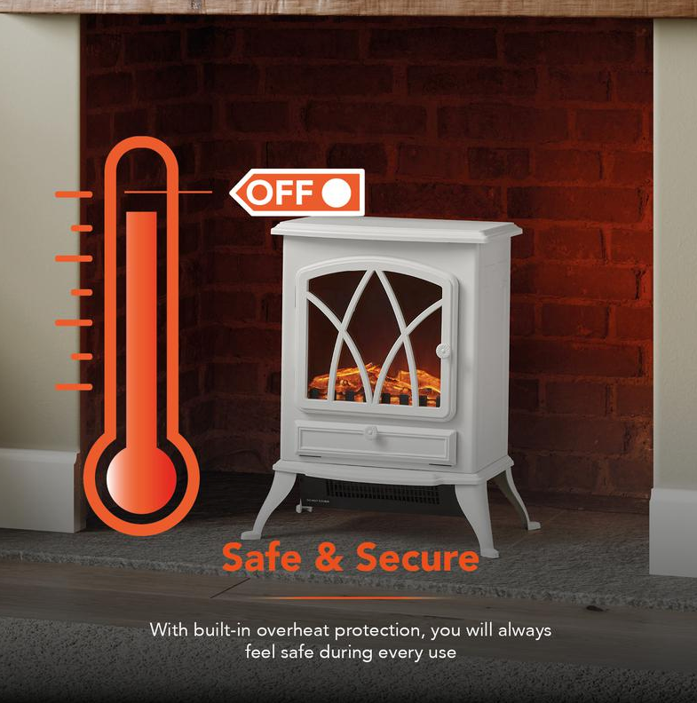 Stirling Electric Fire Stove 2KW White