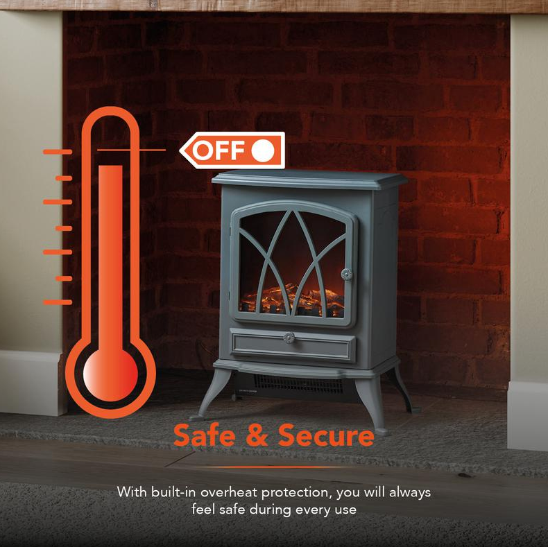 Stirling Electric Fire Stove 2KW Grey