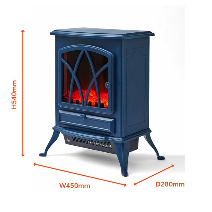 Stirling Electric Fire Stove Midnight Blue 2KW