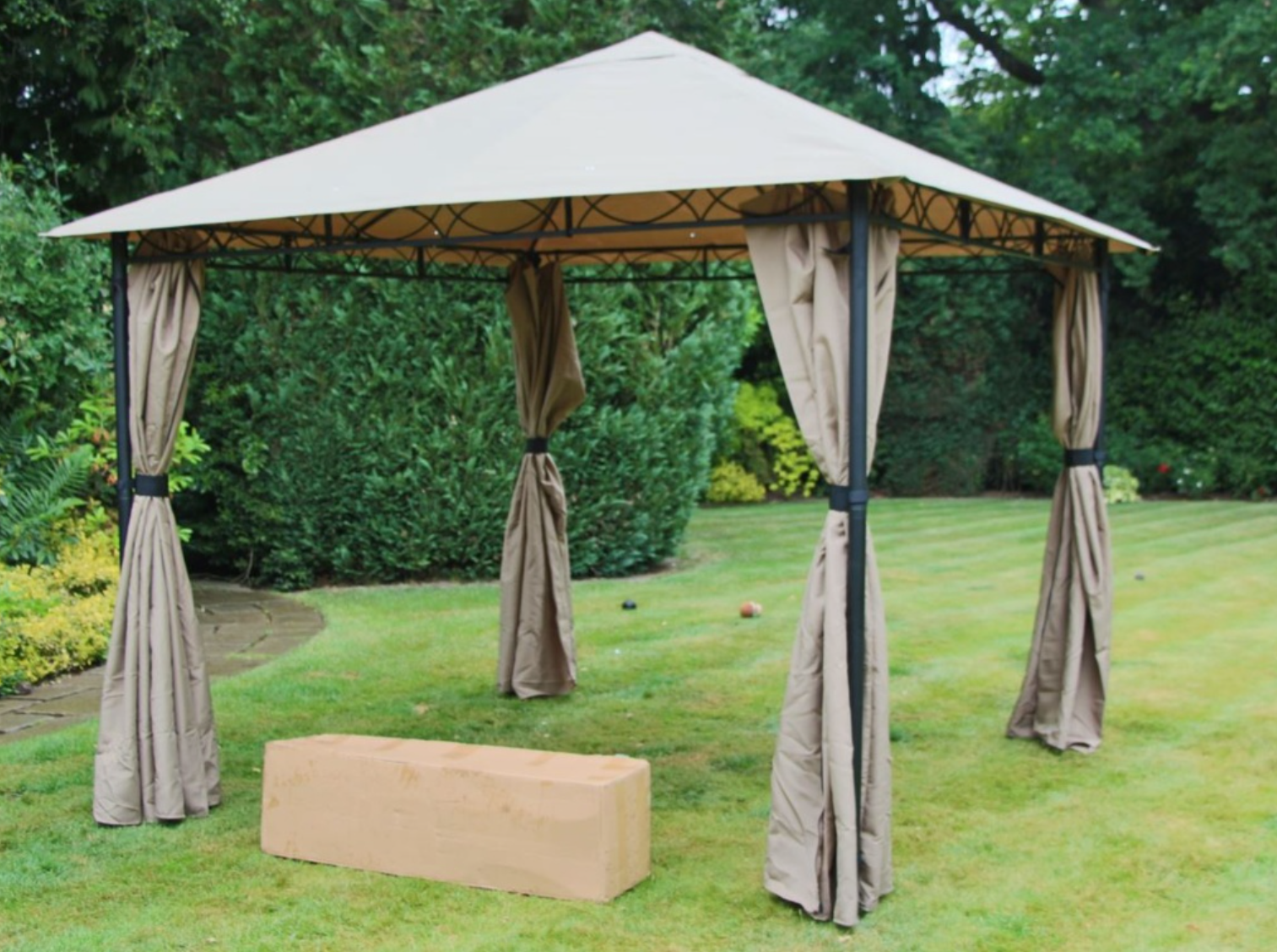 Mendoza No-Tool Grey Gazebo 3m x 3m