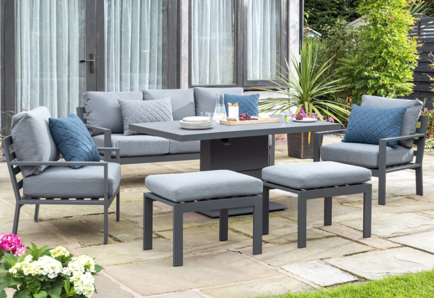 Titchwell Lounge Set With Gas Adjustable Table Grey