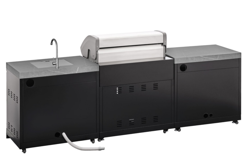 GrandPro Outdoor Kitchen with CrossRay 4-Burner BBQ, and Delivita Pizza Oven - 2.8m