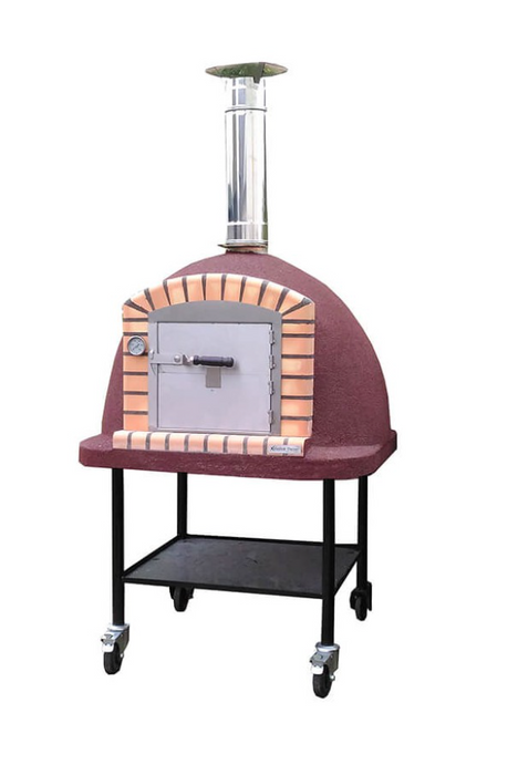 Portable xl vulcano wood burning oven with trolley