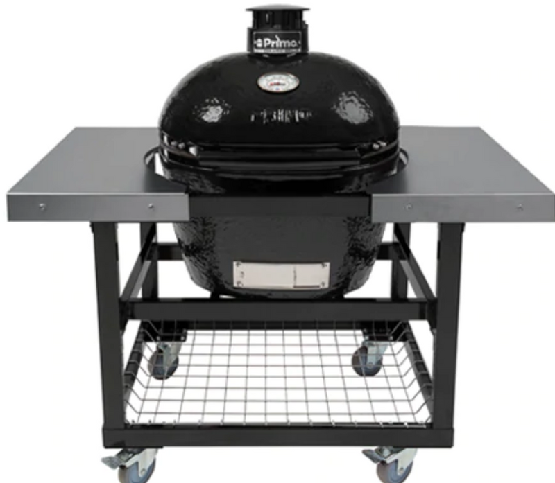 Primo XL400 Oval Ceramic BBQ Cart Model Stainless Steel Side Shelves