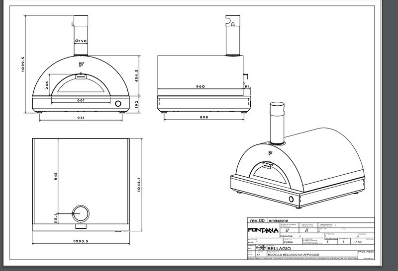 Fontana Bellagio Build In Wood Pizza Oven