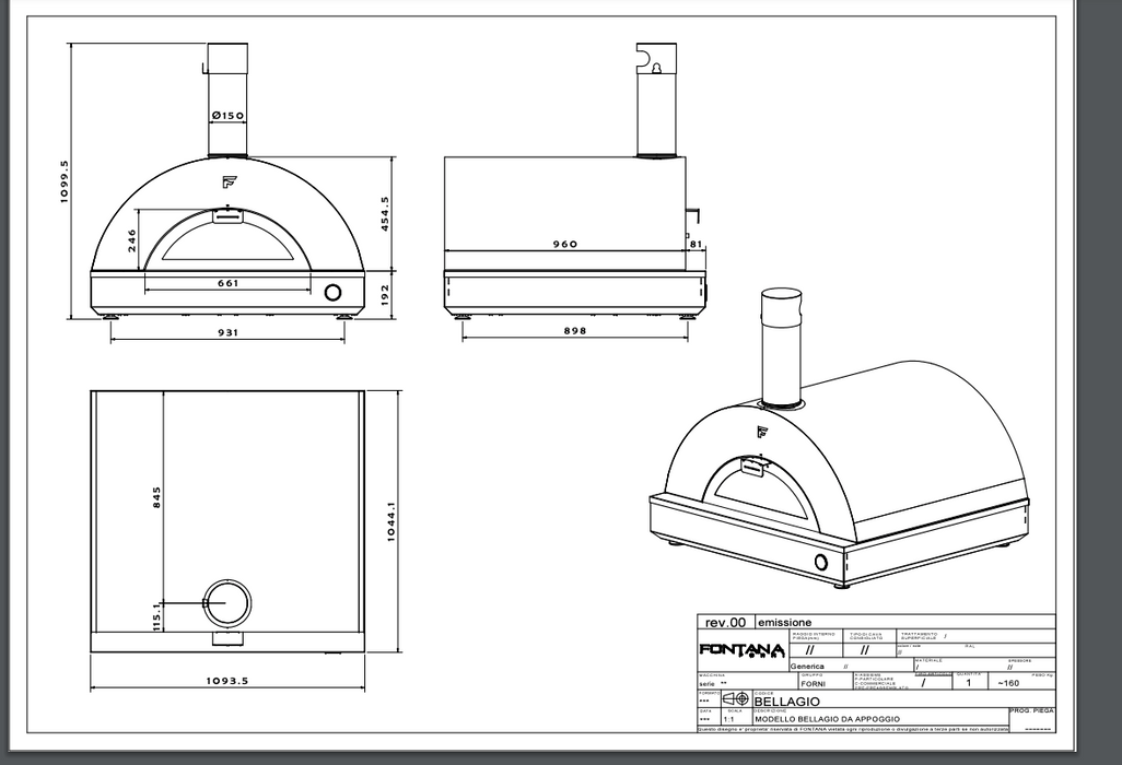 Fontana Bellagio Build In Wood Pizza Oven