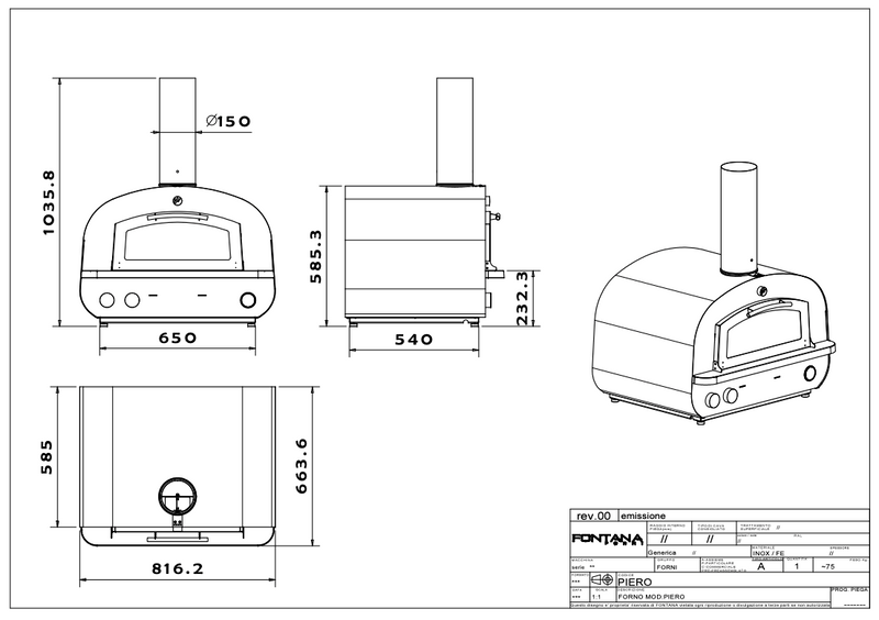 Fontana Piero Build In Hybrid Gas and Wood Pizza Oven