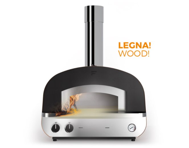 Fontana Piero Hybrid Gas and Wood Pizza Oven Including Trolley