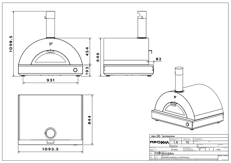 Fontana Riviera Build In Wood Pizza Oven