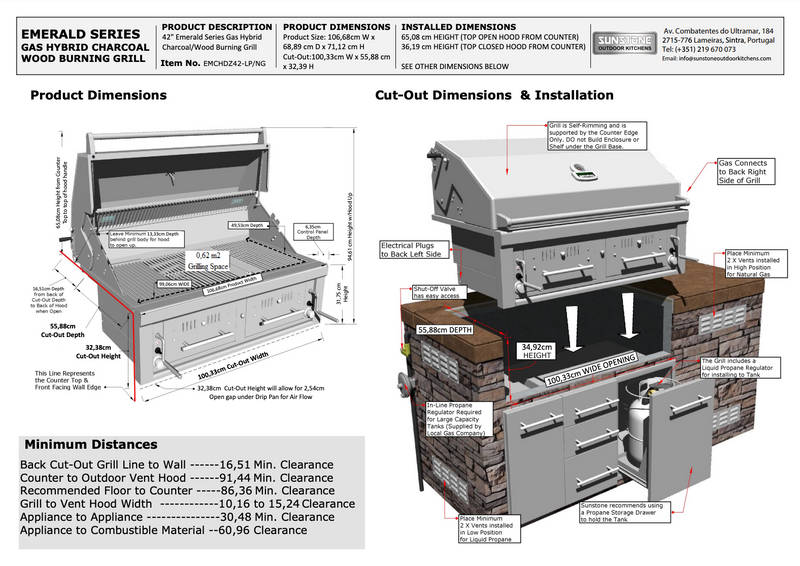 Sunstone 42″ Gas Barbecue Grill Hybrid Dual Zone, Plus Rotisserie Kit