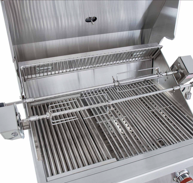 Sunstone Ruby Series 3 Burner Gas Grill with Infrared Rear Burner, Rotisserie Kit, and Cover