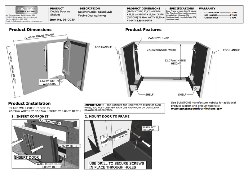Sunstone Designer Series Double Door 30″