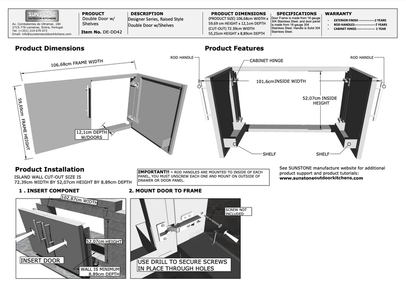 Sunstone Designer Series Double Door 42″