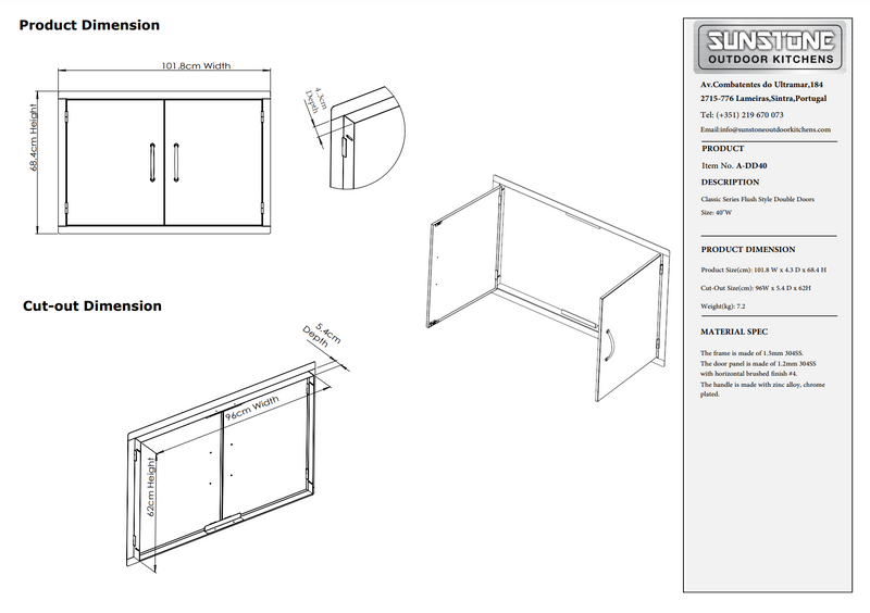SunStone Double Vertical Door 40"