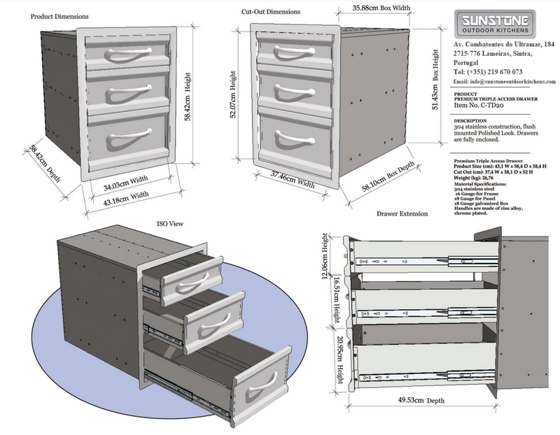 Sunstone Premium Triple Drawer