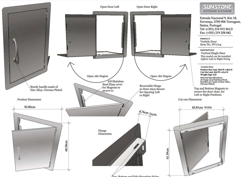SunStone Vertical Door Left Opening 24"