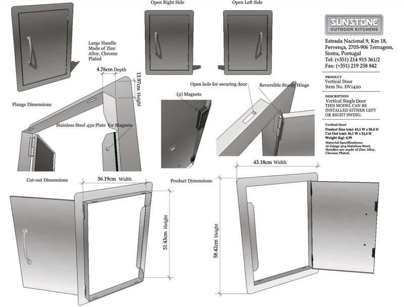 SunStone Vertical Door Left Opening 20"