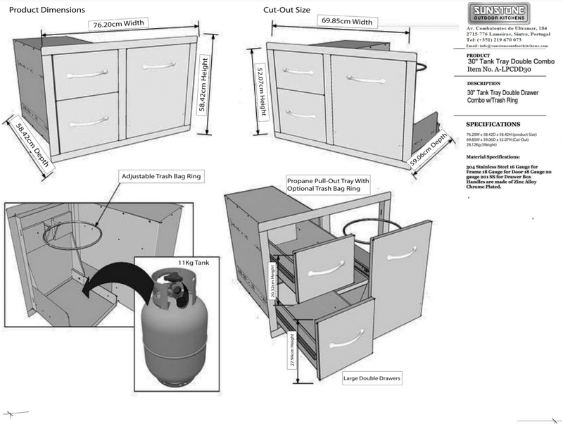 Sunstone Black Series Double Drawer Trash Combo 30″