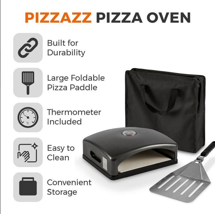 Pizzazz Grill Top Pizza Oven w/ Paddle + Bag