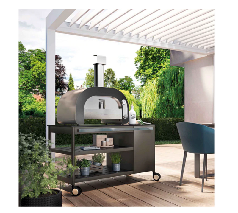 GrandPro Outdoor Kitchen with CrossRay 4 Burner BBQ, and Maestro 60 Pizza Oven - 2.8m
