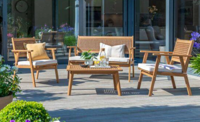 Walden 4 Seater Folding Outdoor Lounge Set Brown Primecookout Ltd