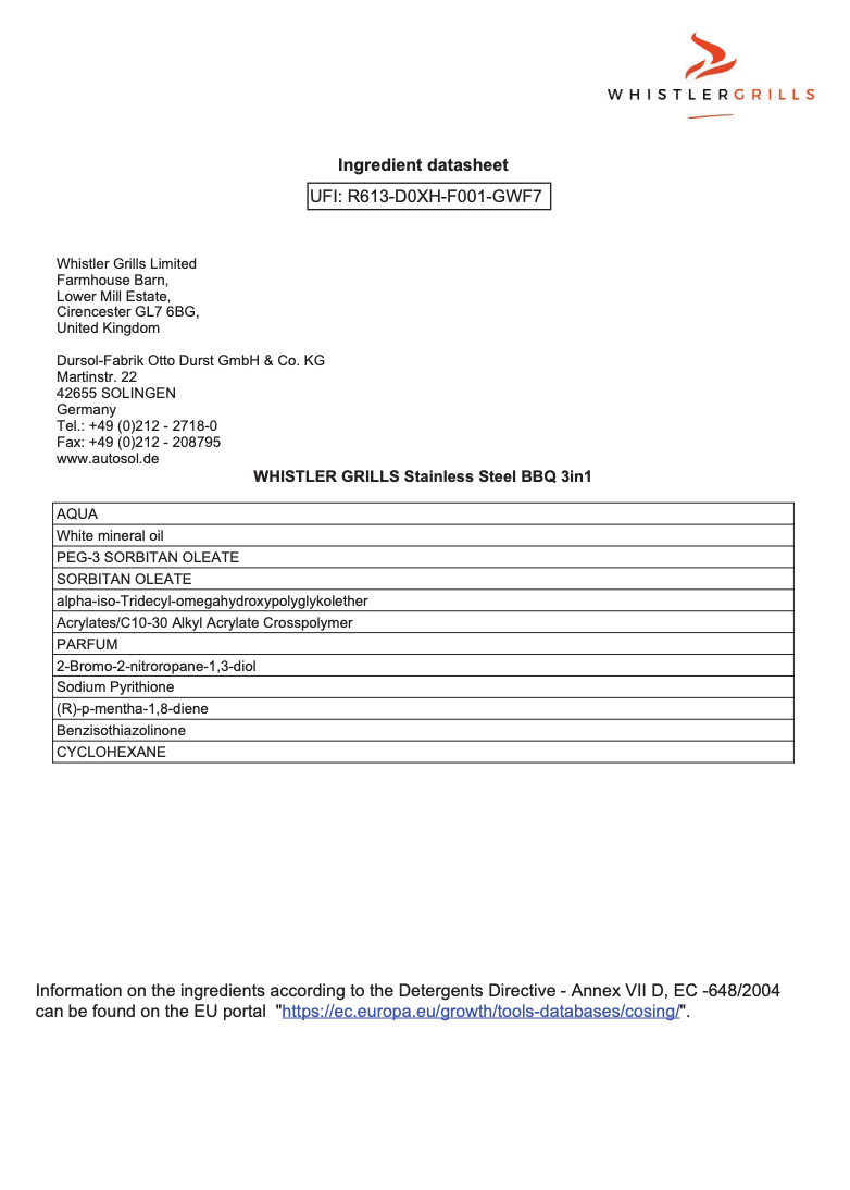 Whistler Clean, Polish & Shine Stainless Steel BBQ 3 in 1