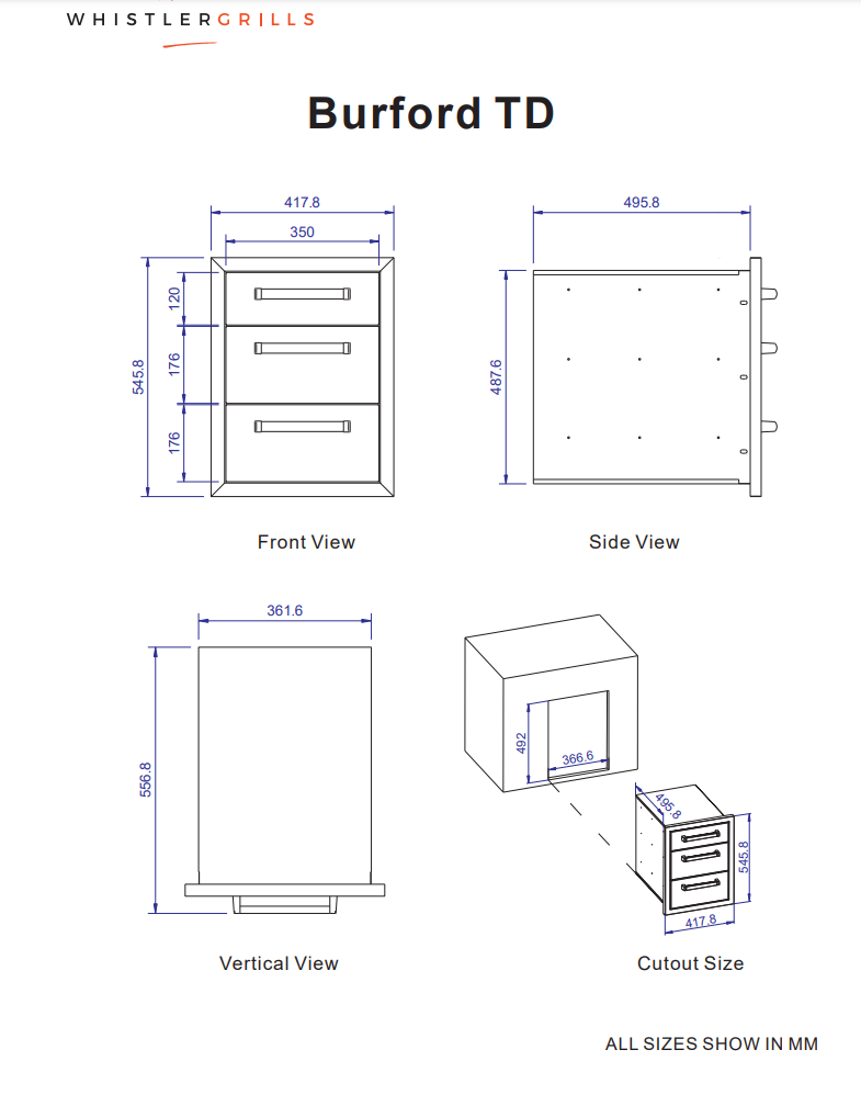 Whistler Burford Triple Drawer Black