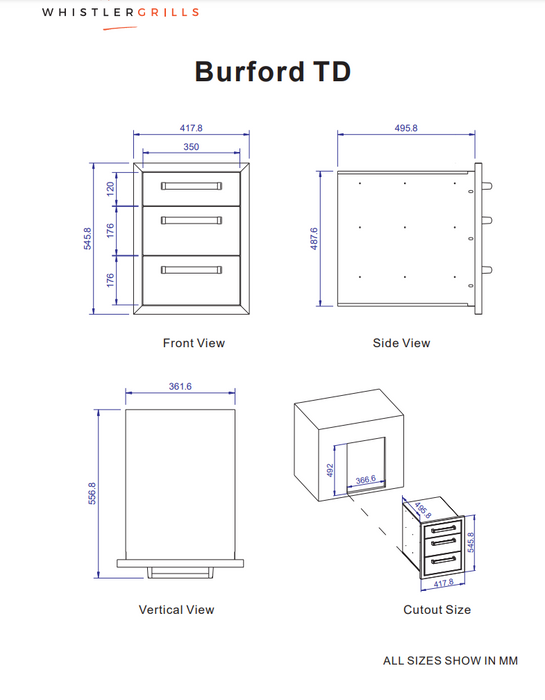 Whistler Burford Triple Drawer Black